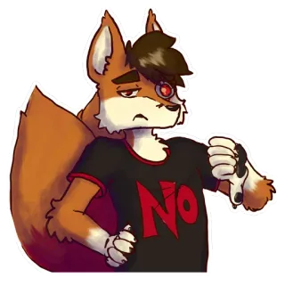 👎 NO raposa, antro, furry, desgosto, polegar para baixo, negativo telegram sticker
