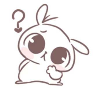 🤔 귀여운, 토끼, 스티커, 질문, 혼란스러워하는, 만화 telegram sticker