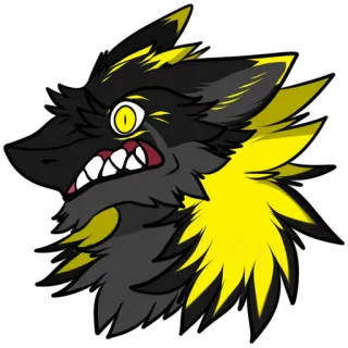 😡 Furry, Antropomorfo, Animale, Cartone animato, Lupo, Personaggio, Giallo, Nero whatsapp sticker
