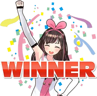 😀 WINNER gadis anime, pemenang, perayaan, konfeti, imut, sukses, kemenangan telegram sticker