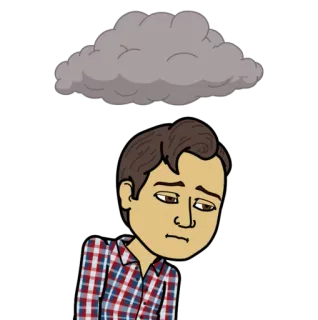 😒 triste, deprimido, infeliz, nuvem, chateado, humor, emocional telegram sticker