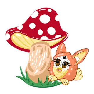 🍄 sticker, furby, mushroom, cute, cartoon, fantasy telegram sticker