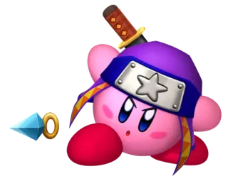 🔪 Kirby Ninja, Różowy, Gra wideo, Miecz, Shuriken telegram sticker
