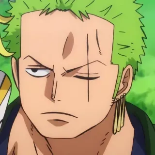 😠 Zoro One Piece Anime, One Piece, Zoro, Personnage, cheveux verts telegram sticker
