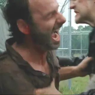 😫 Rick Grimes The Walking Dead anger, fight, aggression, fear, Rick Grimes, The Walking Dead, violence telegram sticker