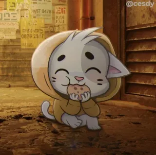 🍪 猫, 饼干, 可爱, 卡通, 动物, 宠物, 快乐 telegram sticker