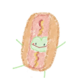 🌭 cachorro quente, rã, comida, desenho animado, fofo, adesivo telegram sticker