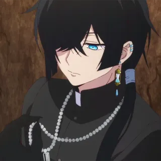 ♟ anime, character, man, black hair, blue eyes, hourglass earring telegram sticker