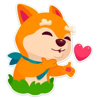😘 собака, сиба ину, милый, каваий, сердце, любовь, животное telegram sticker
