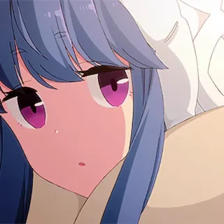 😶 Anime, Menina, Fofa, Desenho animado, Cabelo azul, Olhos roxos telegram sticker