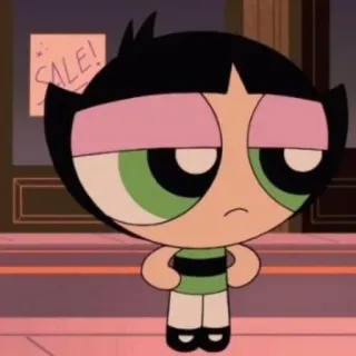 🍭 Buttercup The Powerpuff Girls SALE! dibujos animados, niña, puchero, verde, Las Chicas Superpoderosas telegram sticker