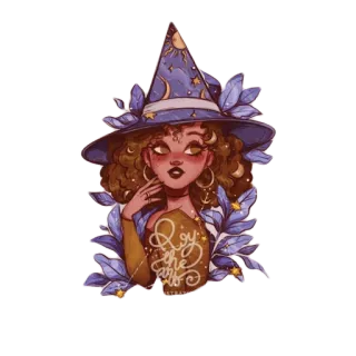 ✨ Joy the Art witch, magic, art, fantasy, woman, stars, moon, floral telegram sticker