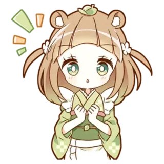 🌟 Anime, niedlich, kawaii, Chibi, Mädchen, Bär, Kimono telegram sticker