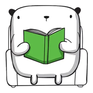 📕 Bär, Lesen, Buch, Stuhl, Tier, Cartoon, süß telegram sticker