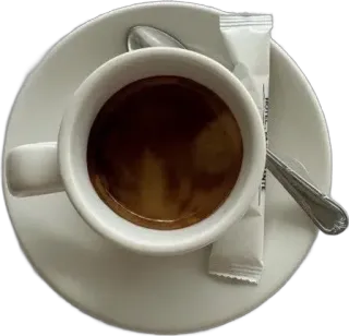 🍀 coffee, espresso, cup, beverage, drink, caffeine, plate, spoon, sugar telegram sticker