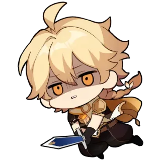 ⭐ Aether Genshin Impact Aether, Genshin Impact, video game, chibi, anime, sword telegram sticker