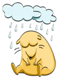🌧 smutny, deszcz, chmury, przygnębiony, kreskówka, postać, samotny, pogoda telegram sticker
