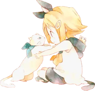 😸 Anime, Ragazza, Gatto, Acquerello whatsapp sticker
