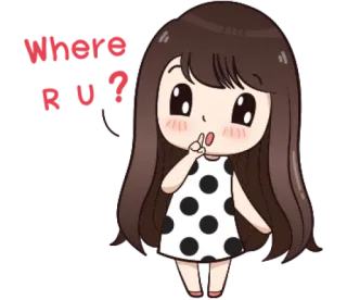 🙄 Where RU? desenho animado, garota, pergunta, onde você está?, fofo, mulher whatsapp sticker