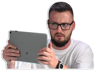 📷 Mann, Tablet, Brille, Besorgnis, Ernst, Ausdruck whatsapp sticker