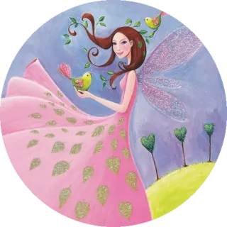 💚 仙女, 鸟, 幻想, 自然, 粉色, 翅膀, 艺术 telegram sticker