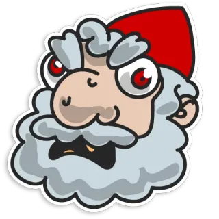 😡 gnomo, enojado, dibujos animados, sombrero rojo, barba telegram sticker