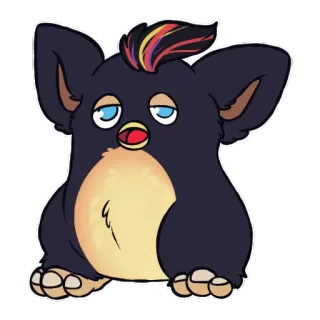 😩 furby, cartoon, sticker, monster, sleepy, pet telegram sticker