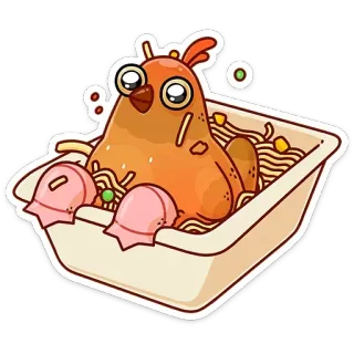 🍝 pollo, comida, fideos, huevos, pegatina telegram sticker