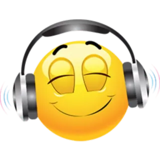 😊 emoji, fones de ouvido, música, sorriso, ouvindo, amarelo telegram sticker
