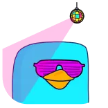 🤪 pingouin, disco, fête, cool, lunettes, amusant telegram sticker