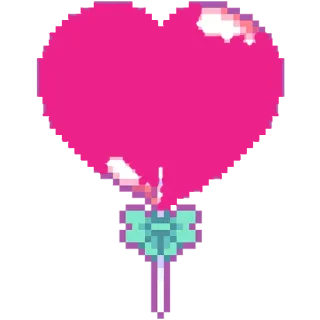 🎈 bong bóng, hồng, nơ, trái tim, pixel art, kẹo mút telegram sticker