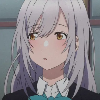 😟 anime girl, blushing, school uniform, cute, manga, cartoon, animation telegram sticker