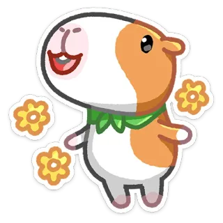 ☺️ Meerschweinchen, Tier, niedlich, Cartoon, Aufkleber, Blumen whatsapp sticker