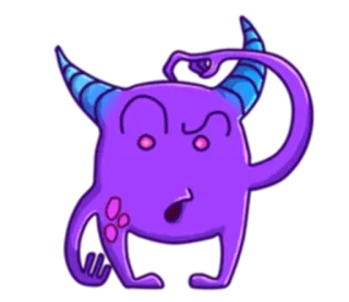 😒 Monster, lila, Cartoon, Teufel, Figur whatsapp sticker