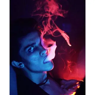 🚬 ผู้ชาย, ควัน, บุหรี่ไฟฟ้า, คน, ภาพเหมือน, นีออน telegram sticker