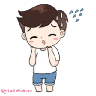 😓 @pinkstickers_ sticker, cartoon, character, sweating, anxious telegram sticker