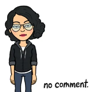 😶 no comment. Bitmoji, Dibujos animados, Mujer, Gafas, Sin comentarios, Expresión, Retrato telegram sticker