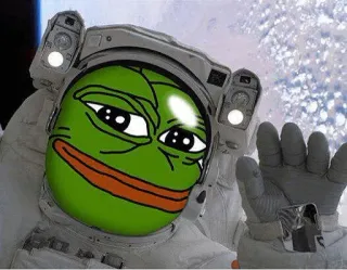 😊 Pepe the Frog Pepe la Grenouille, Astronaute, Meme, Espace, Meme Internet telegram sticker