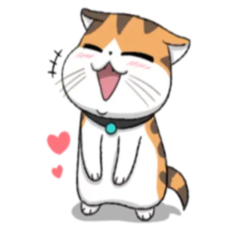 😊 кот, милый, сердечки, счастливый, мультик, животное telegram sticker