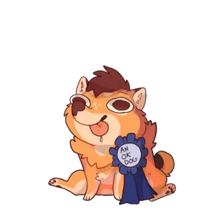 🥇 AN OK DOG dog, animal, cute, cartoon, pet, award, funny, ok telegram sticker