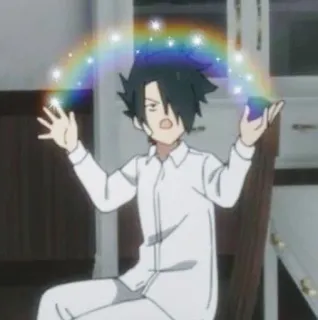 🌈 Ray The Promised Neverland Anime, Arco-íris, Brilho, Raio, The Promised Neverland telegram sticker