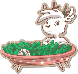 🥒 олень, ванна, милый, животное, мультфильм, иллюстрация telegram sticker