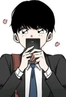 😍 anime, manga, cartoon, school, boy, phone telegram sticker