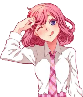 😋 Anime, cô gái, tóc hồng, hoạt hình, dễ thương, chân dung telegram sticker