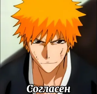 😉 Ichigo Kurosaki Bleach Согласен anime, manga, Ichigo, Bleach, animation, character telegram sticker