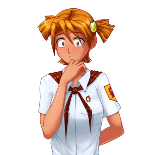😯 Anime, Chica, Personaje, Uniforme, asustada, Expresión telegram sticker