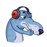 🤘 Cartoon, Dier, Koptelefoon, Verdrietig, Hond telegram sticker