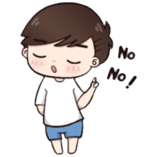 😁 No No! Dessin animé, Non, Déni, Mignon, Garçon, Rejet, Désapprobation telegram sticker