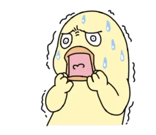 😰 Hoạt hình, Nhân vật, Vịt, Lo lắng, Bồn chồn, Đổ mồ hôi telegram sticker