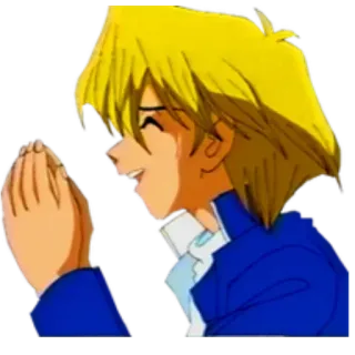 🙏 Joey Wheeler Yu-Gi-Oh! anime, joey wheeler, yu-gi-oh, character, smiling telegram sticker